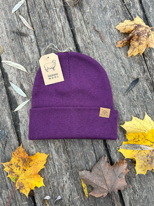 Merino Mütze brombeere