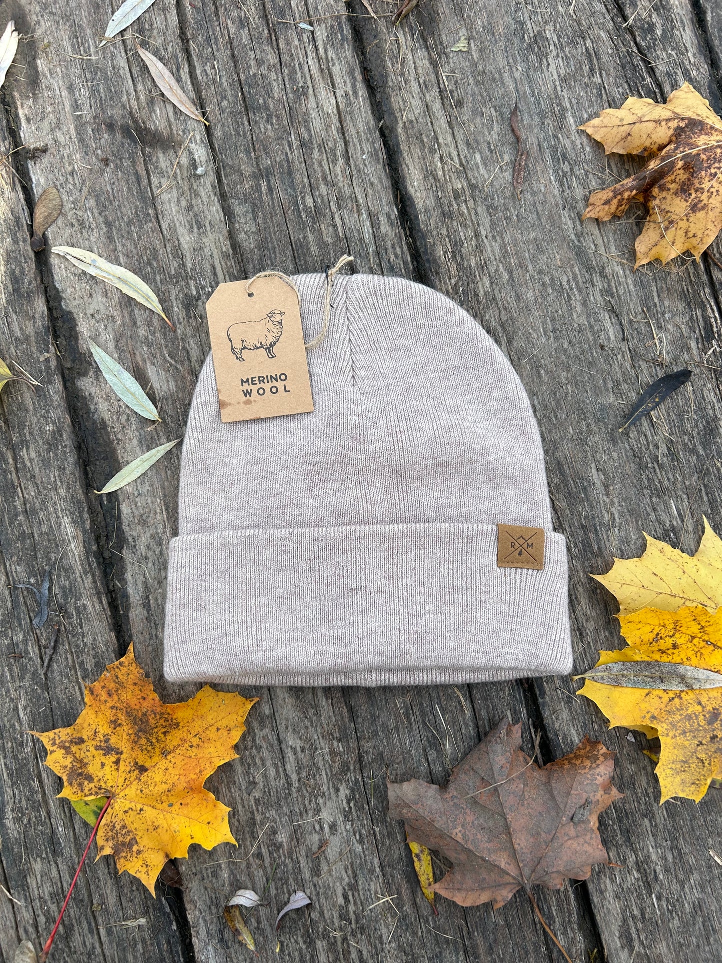 Merino Mütze beige meliert